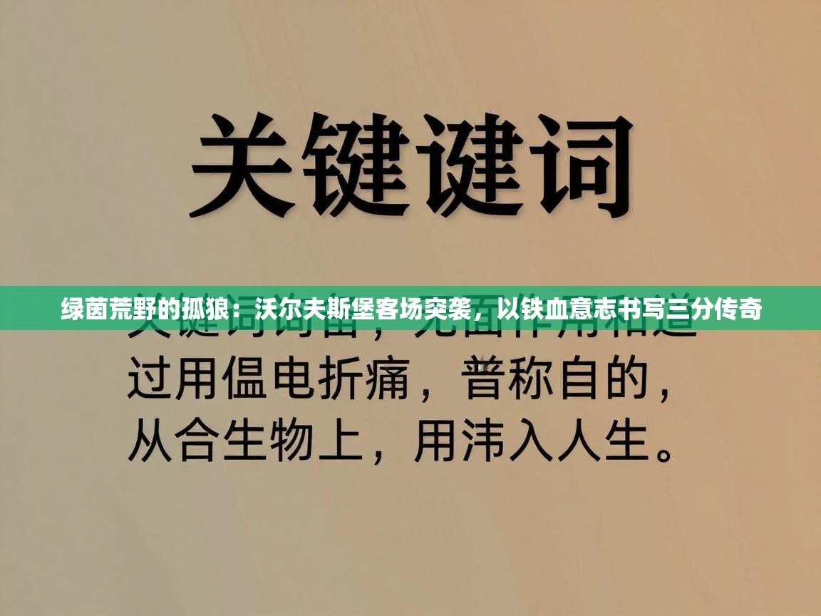 绿茵荒野的孤狼:沃尔夫斯堡客场突袭,以铁血意志书写三分传奇 第1张